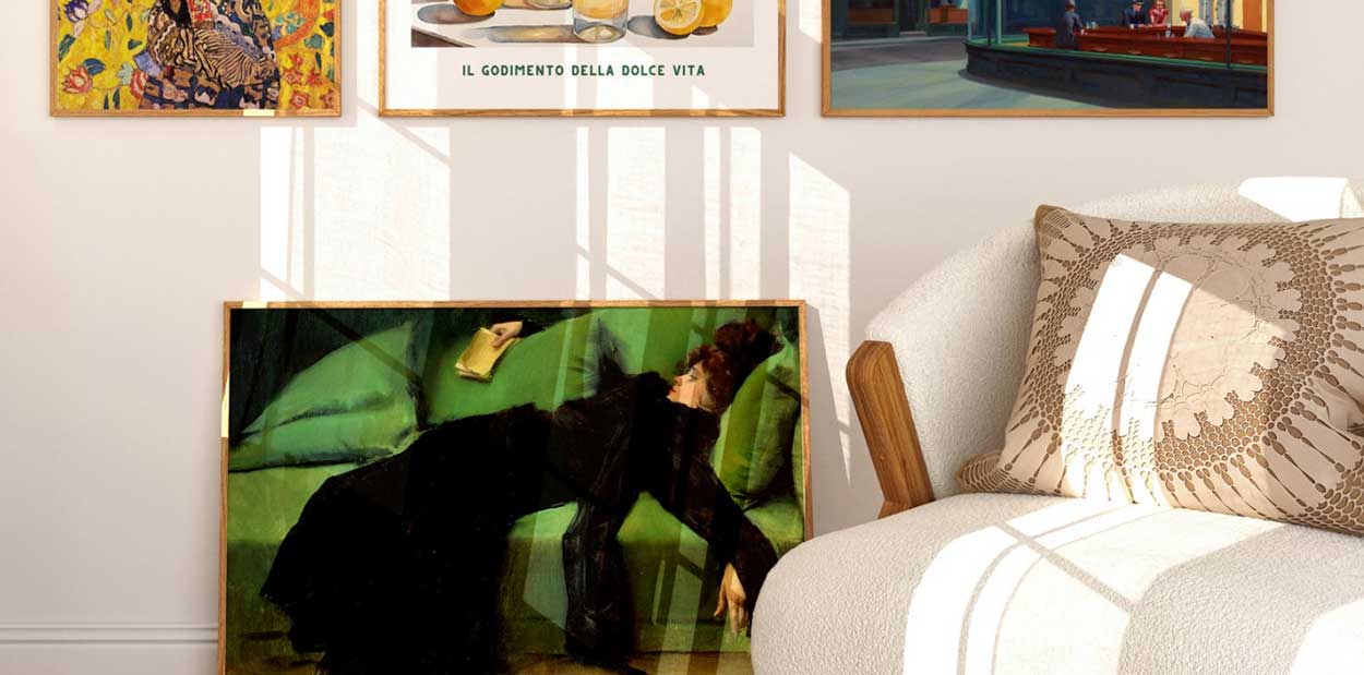 Gallery wall in a living room